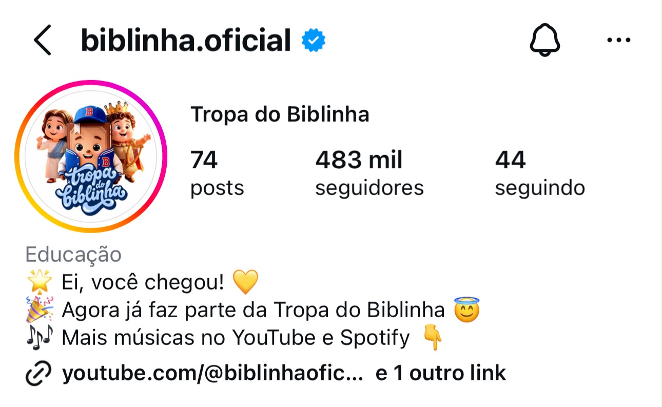 Perfil do Tropa do Biblinha no Instagram
